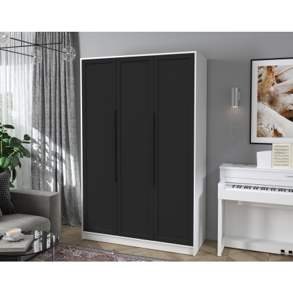 Шкаф распашной Тренд КТ-Ш3 (Белый платинум ЛДСП/ Черный ЛМДФ) Ш1360 В2128 Г547